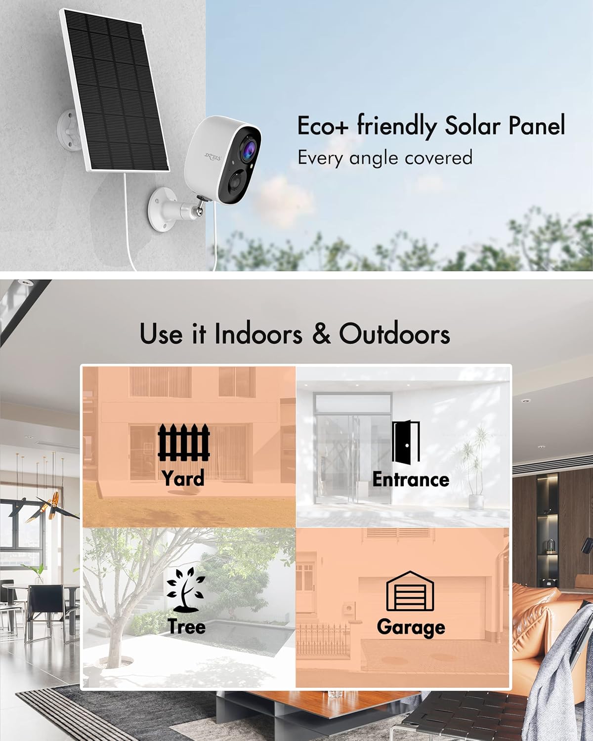 Solar Powered Wireless Outdoor Security Camera 1080P Color Night Vision S851470
