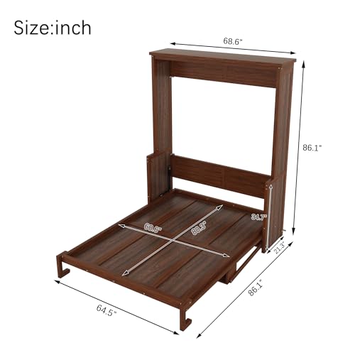 Walnut Wood Murphy Bed with Desk R6645