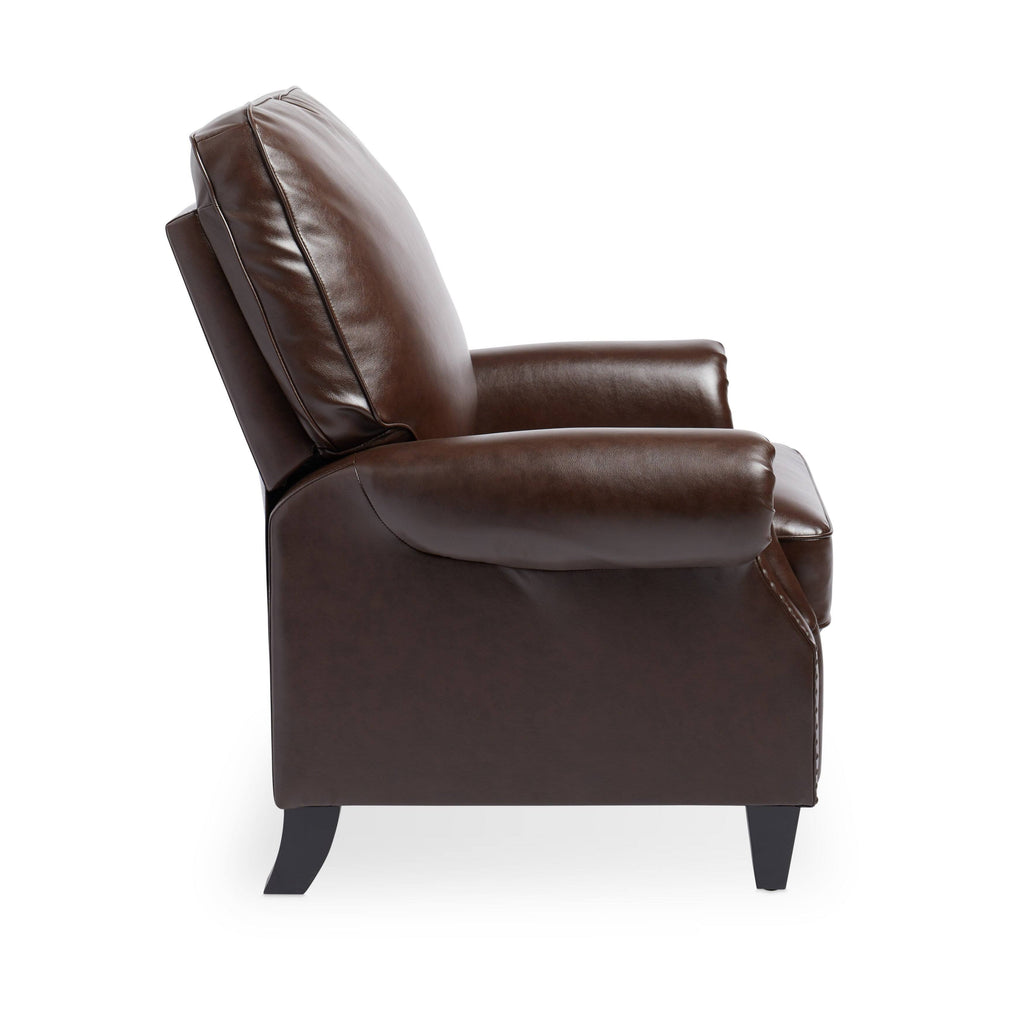 Brown Leather Pushback Recliner E464