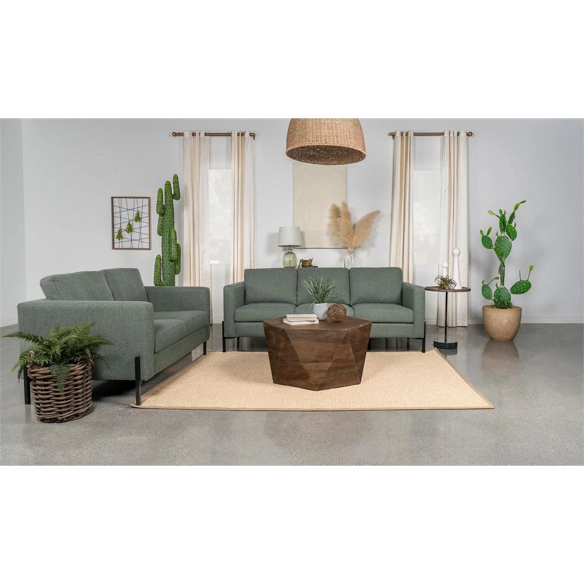 Upholstered Fabric Sofa Set with Track Arms B82033