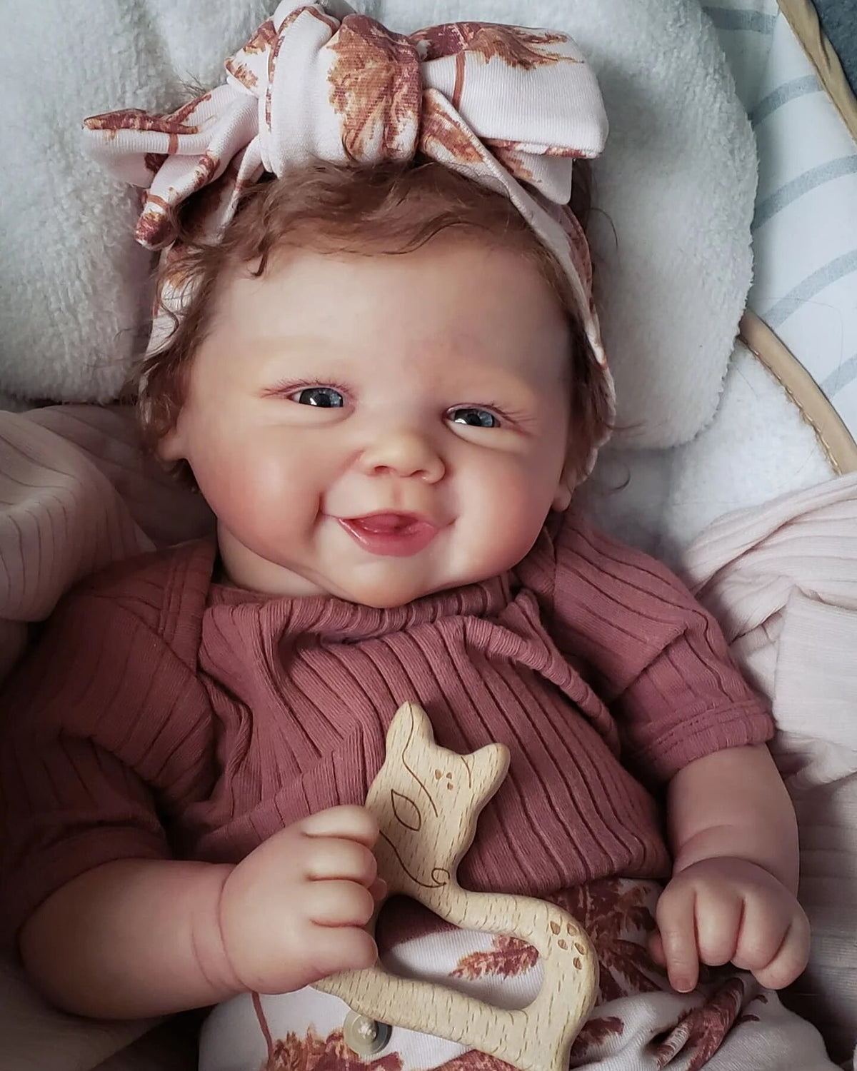 18 Inch Hand Made Painted Smile Newborn Baby Doll Toys X60498