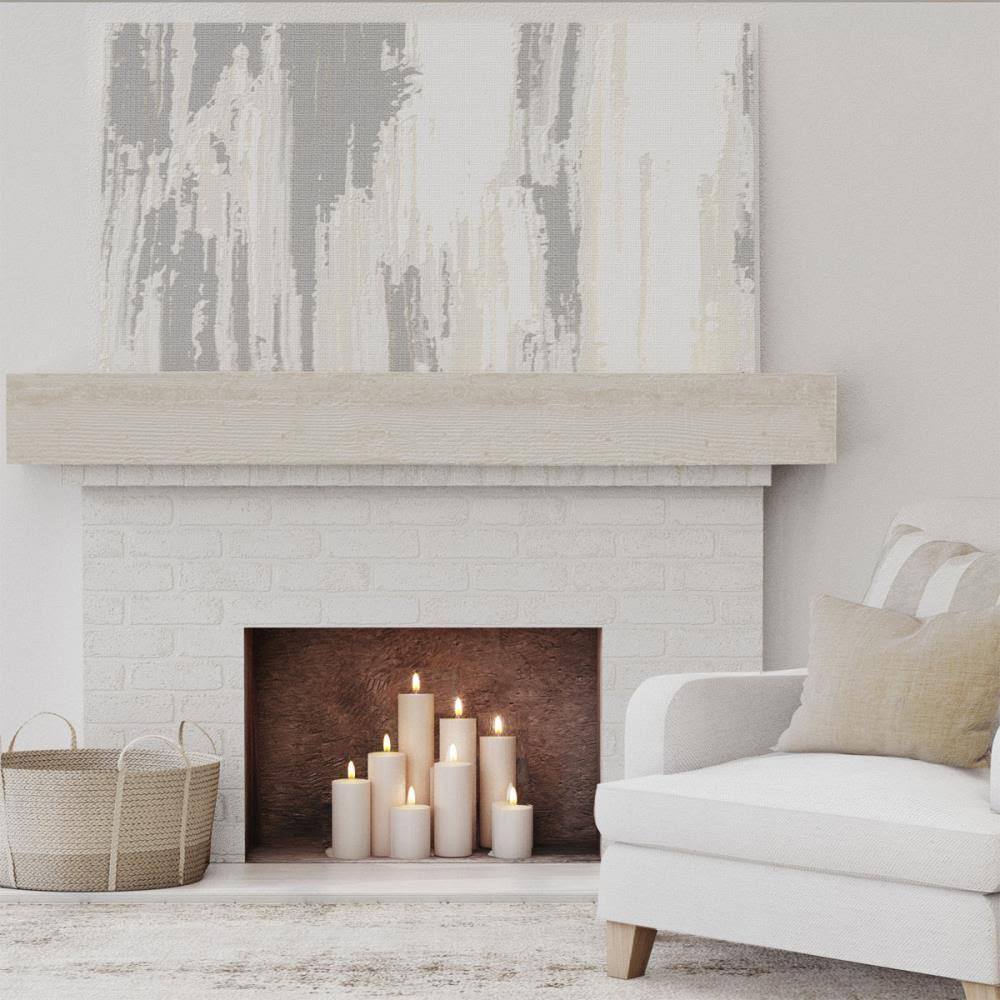 White Washed Faux Wood Fireplace Mantel E154976