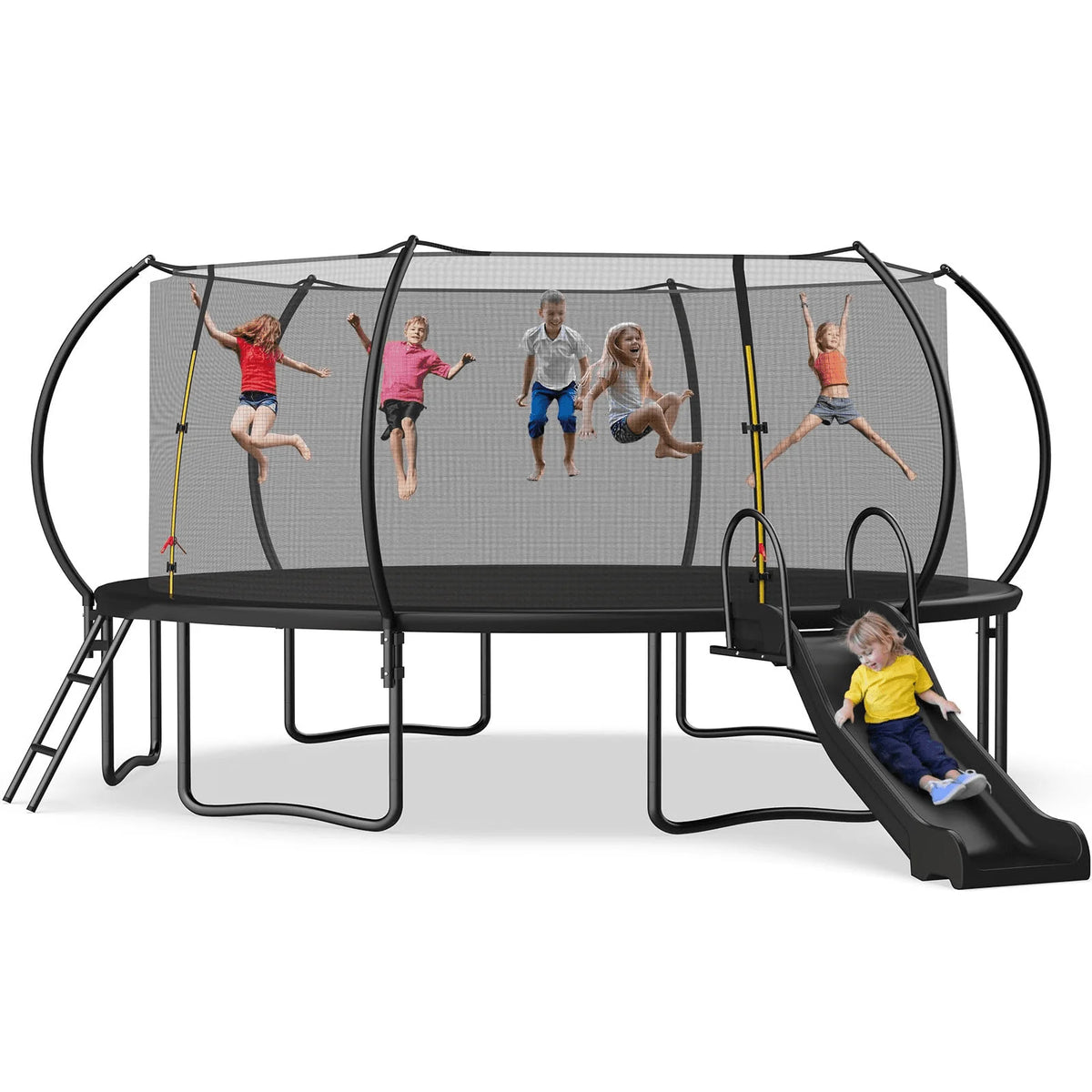 12 14 16FT Trampoline with Slide, Enclosure Net and Ladder R543532