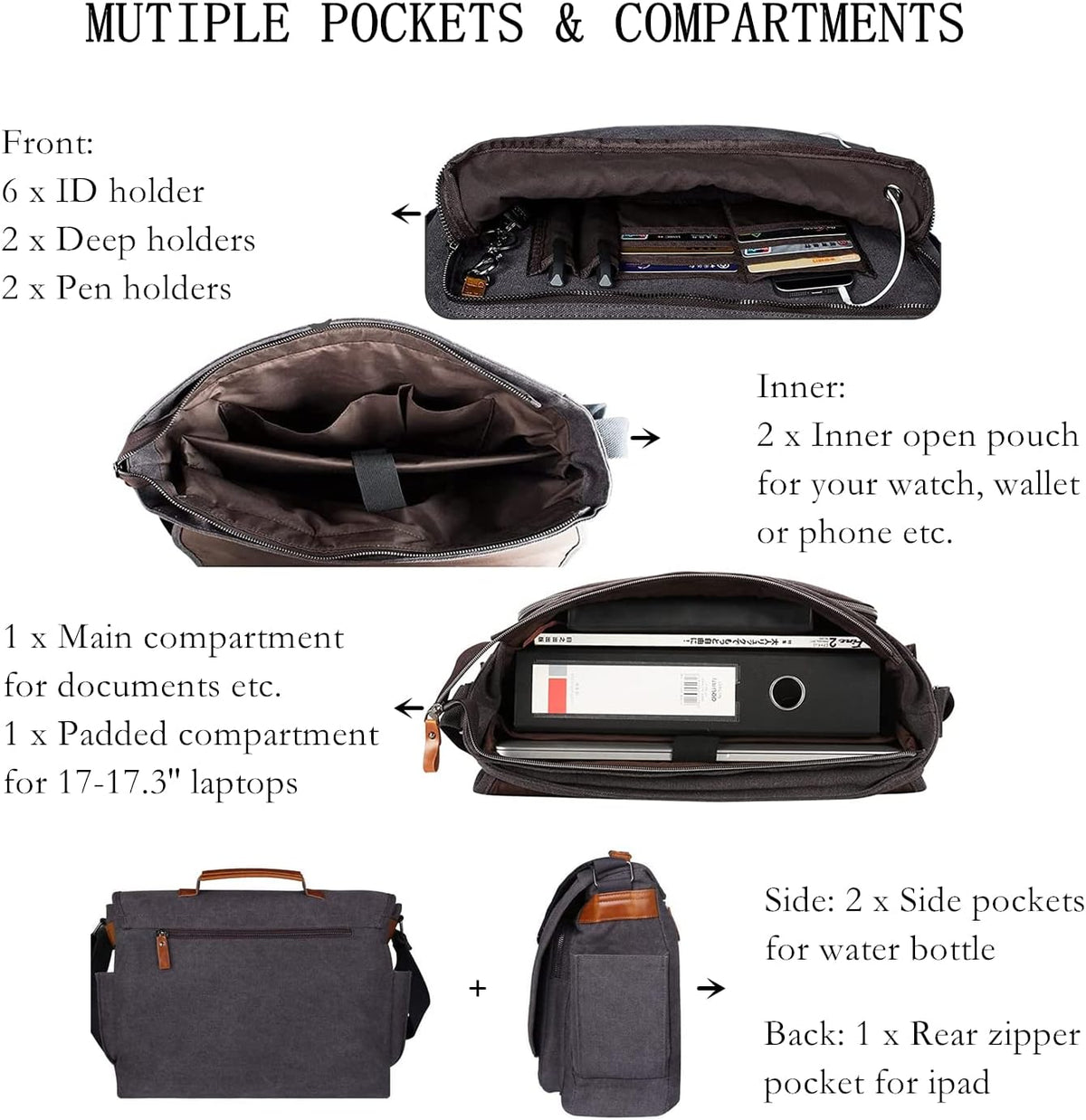 Water-resistance Canvas Laptop Messenger Bag M996