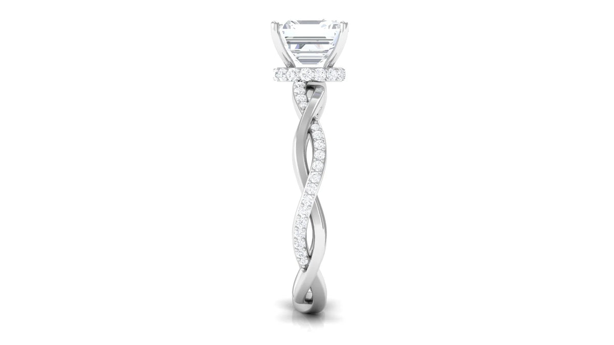 Asscher Cut Moissanite Solitaire Ring, 8 mm, 10K White Gold, US 3.00 R93946