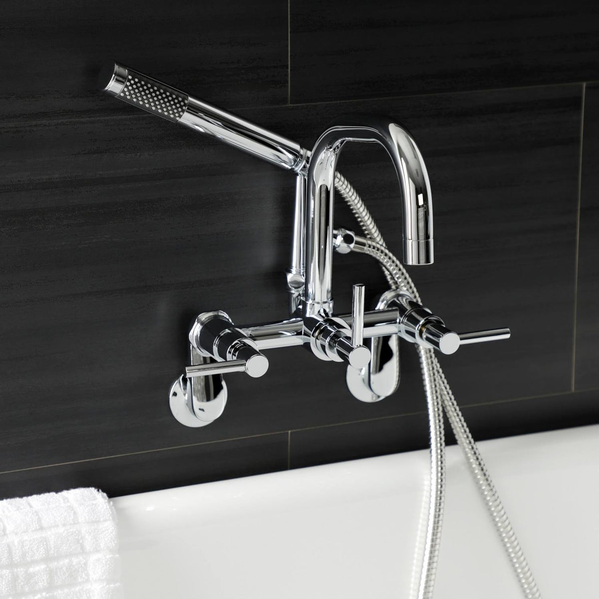 Brushed Nickel Wall Mount Clawfoot Tub Faucet O136
