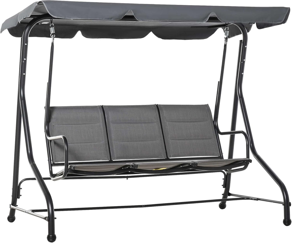3-Seater Porch Swing Chair with Adjustable Canopy O749