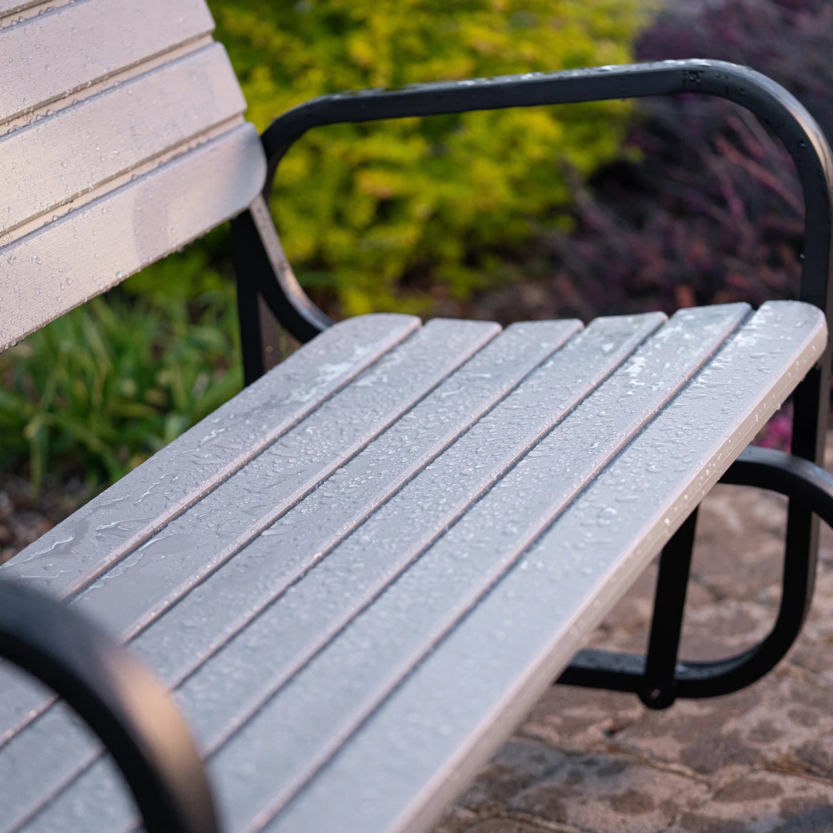 Polyethylene Outdoor Glider Bench Gray C6436