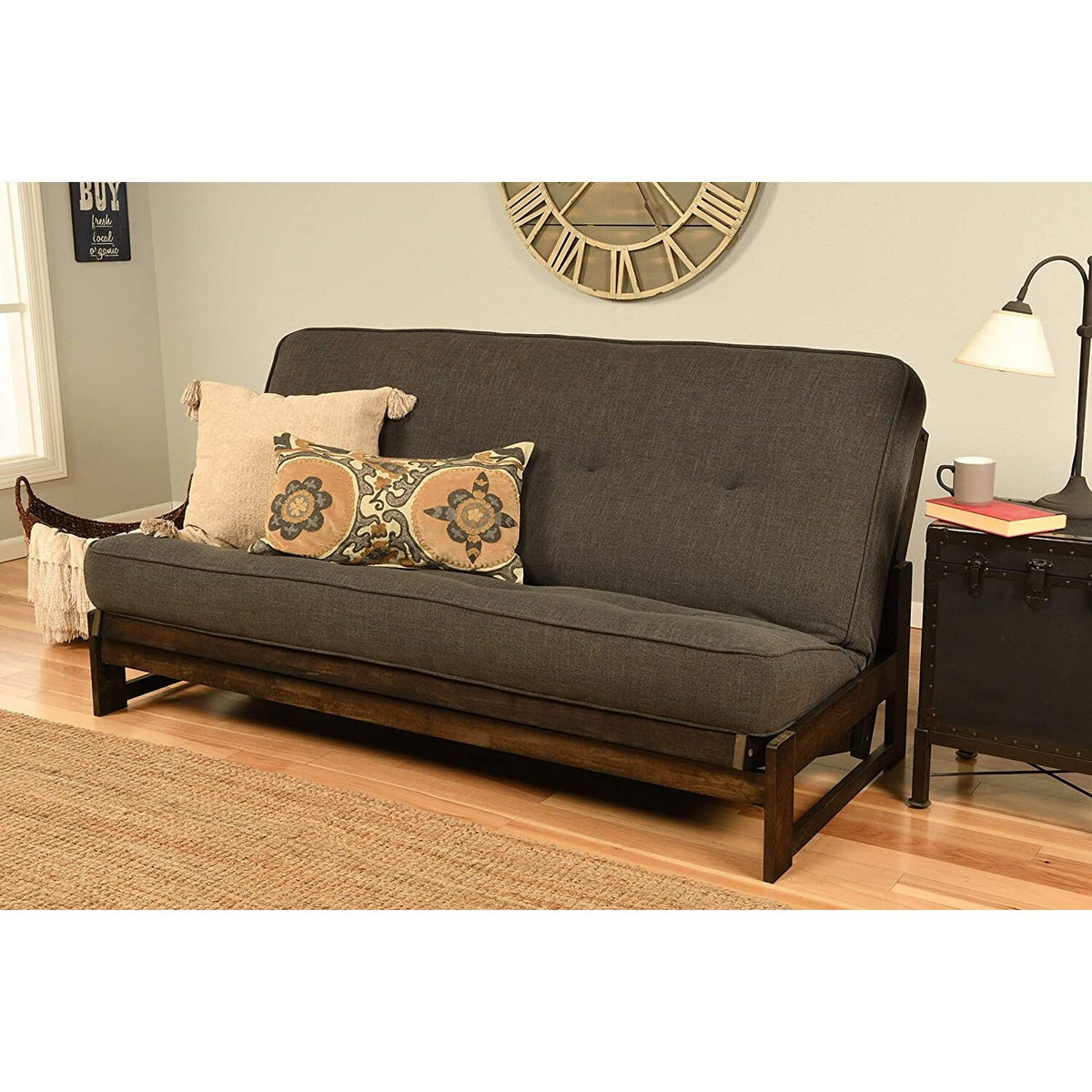 Mocha Finish Linen Charcoal Futon Frame G1893