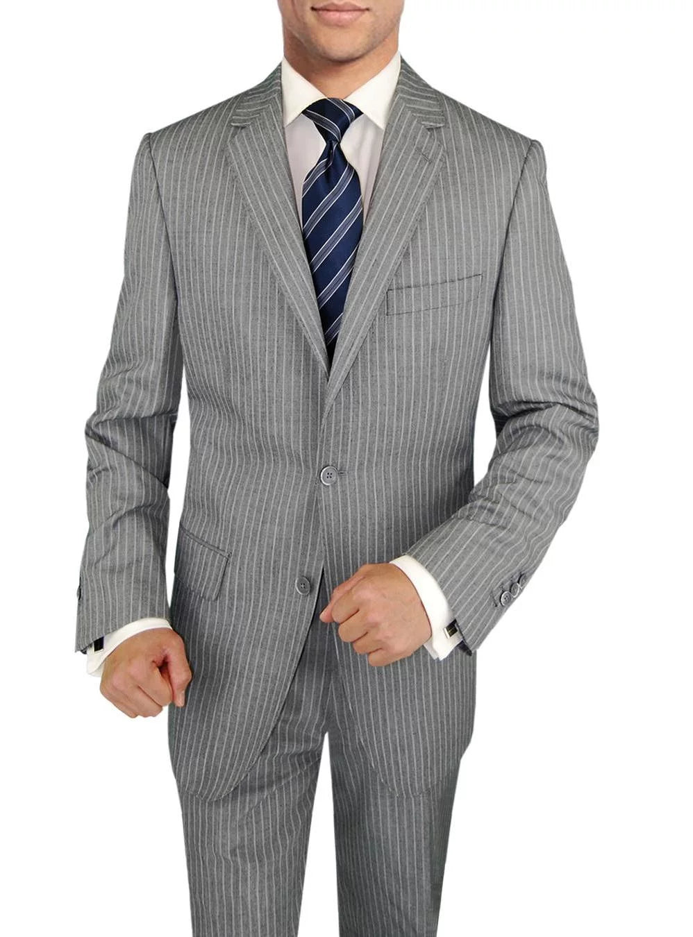 3-piece Gray Stripe Wool Suit L67969