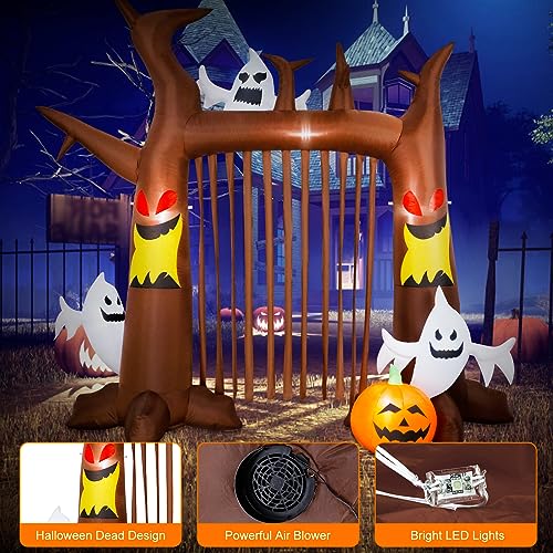 8FT Halloween Inflatable Dead Tree with Ghosts & Pumpkins K783507