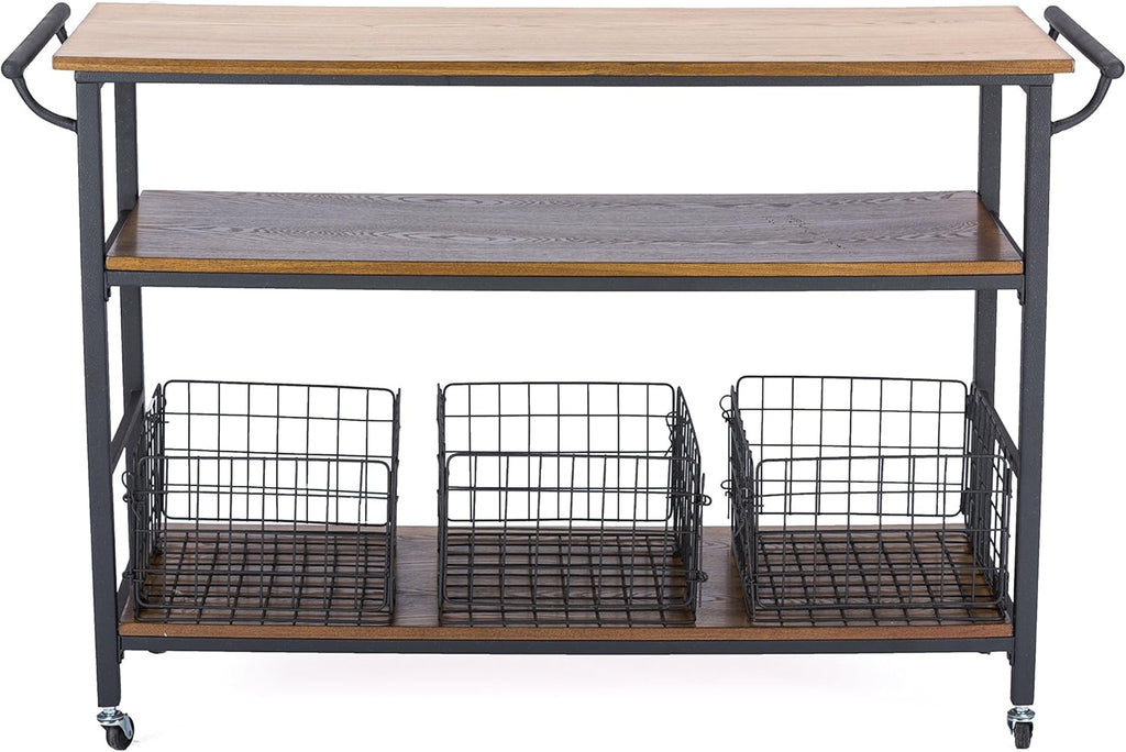 Brown Wood and Metal Kitchen Cart G692