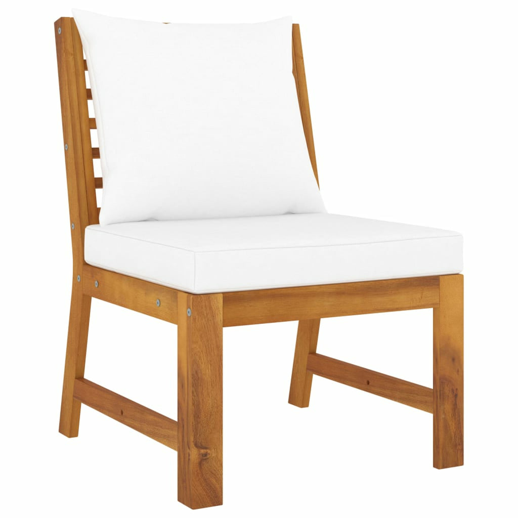 4 Piece Acacia Wood Outdoor Sectional Sofa Set with Cream Cushions B1131