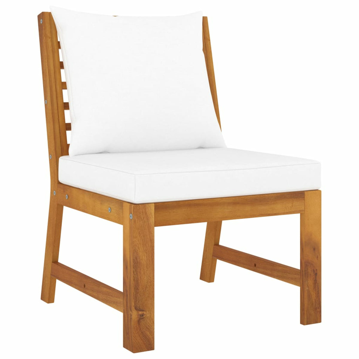 4 Piece Acacia Wood Outdoor Sectional Sofa Set with Cream Cushions B1131