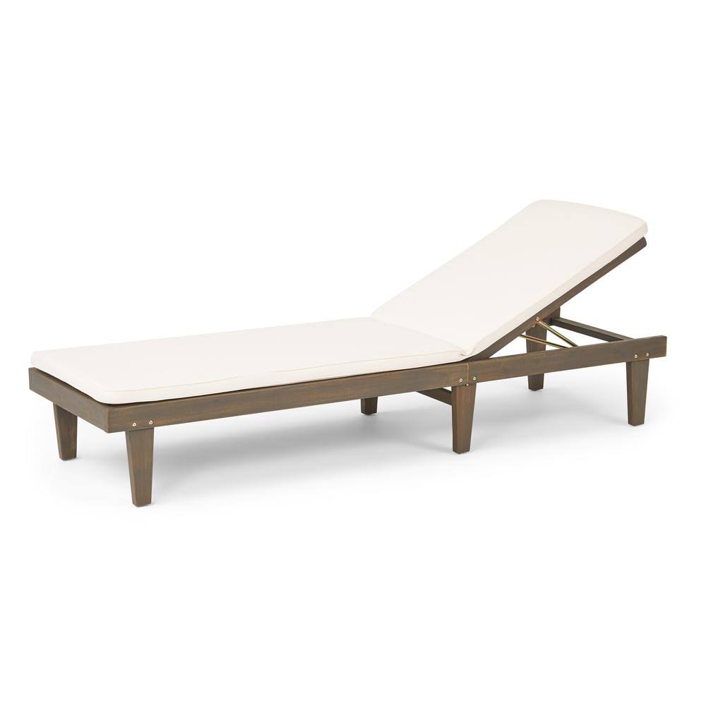 Gray and Cream Acacia Wood Chaise Lounge S159
