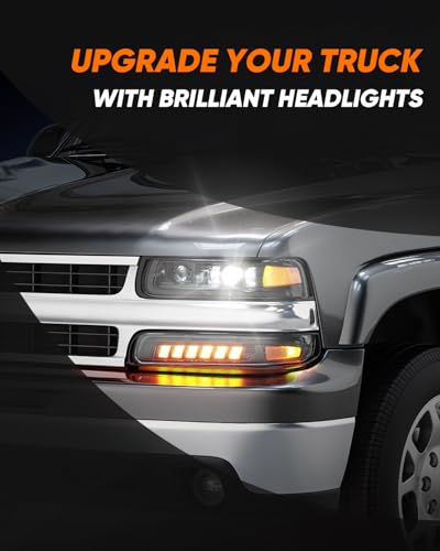 LED Headlights Assembly Headlamps Replacement with Sequential Turn Signal Hi/Low Beam DRL X2261