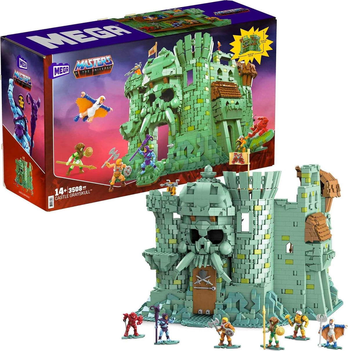Castle Grayskull Building Set with 3508 Pieces, 6 Poseable Micro Action Figures, 13+ Inches Tall S2055