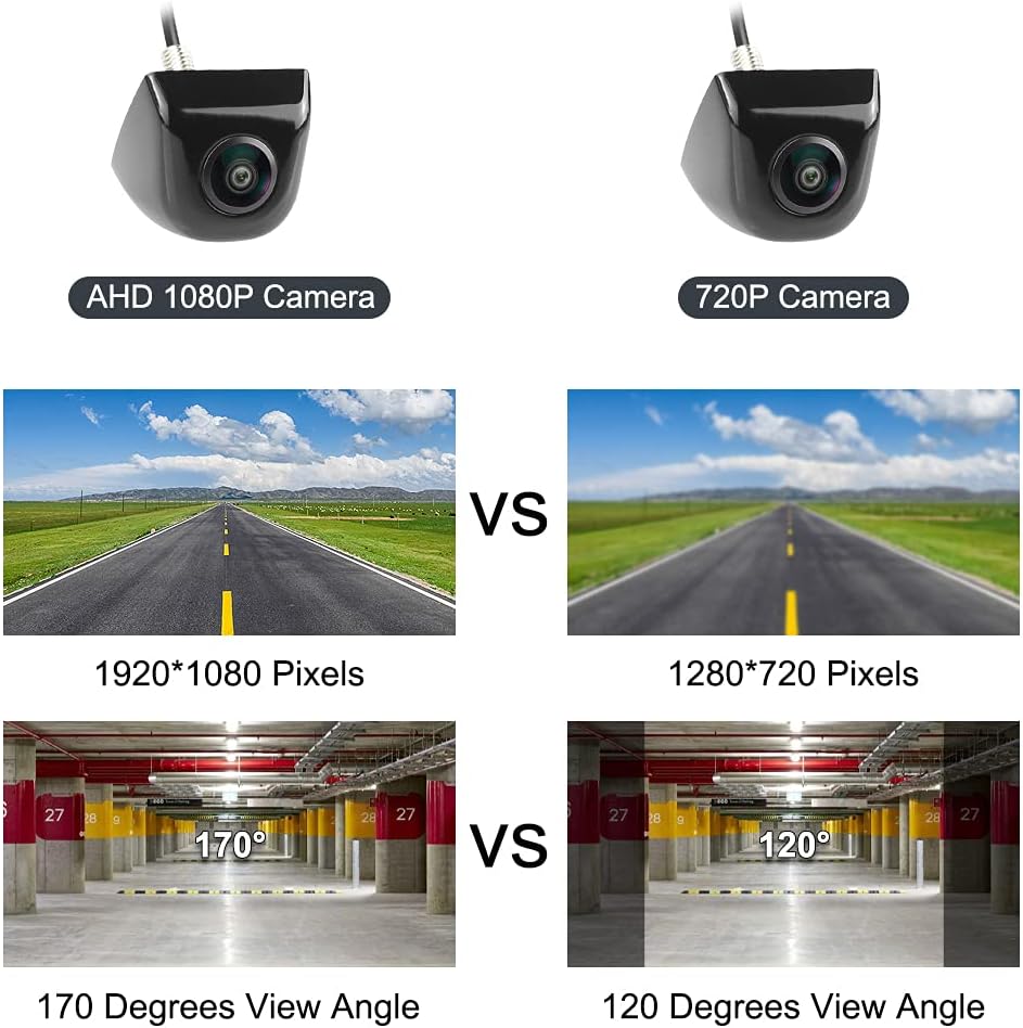 AHD 1080P Vehicle Backup Camera with Fish Eye Lens Night Vision Waterproof Car Reverse Camera Pack of 2 C58083