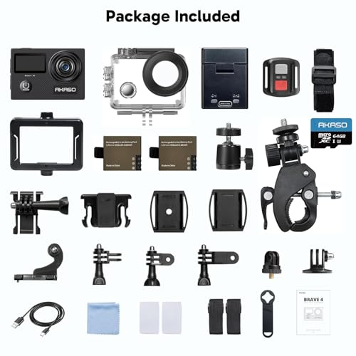 4K 30fps 20MP Waterproof Action Camera with 64GB MicroSD Card L227
