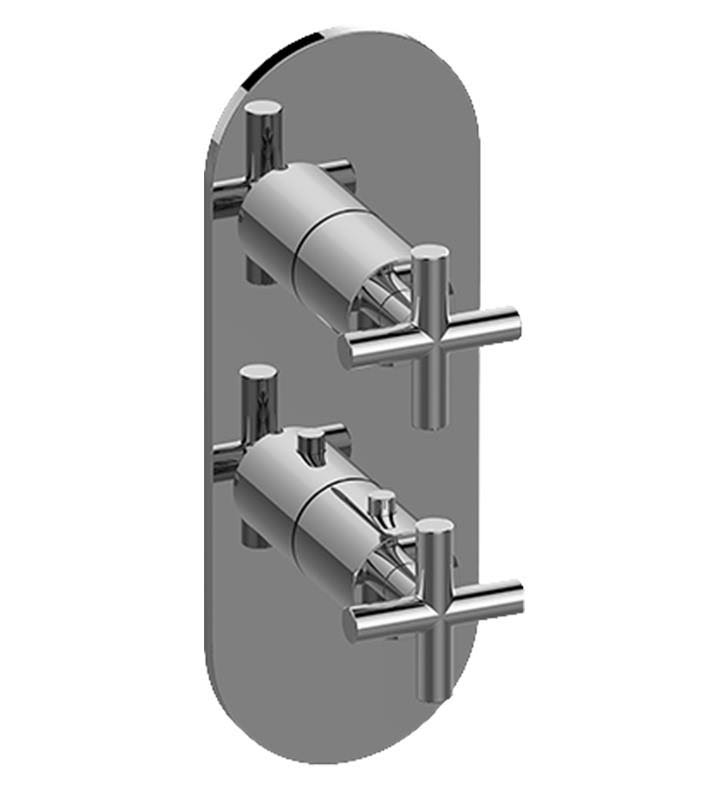 Polished Chrome Round 2-Hole Trim Plate with Terra Handles R2878