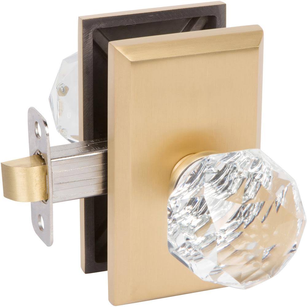 Crystal Satin Brass Privacy Door Knob in Gold Y61681