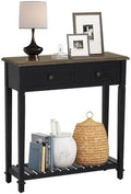 Black Narrow Console Table with Drawers J179