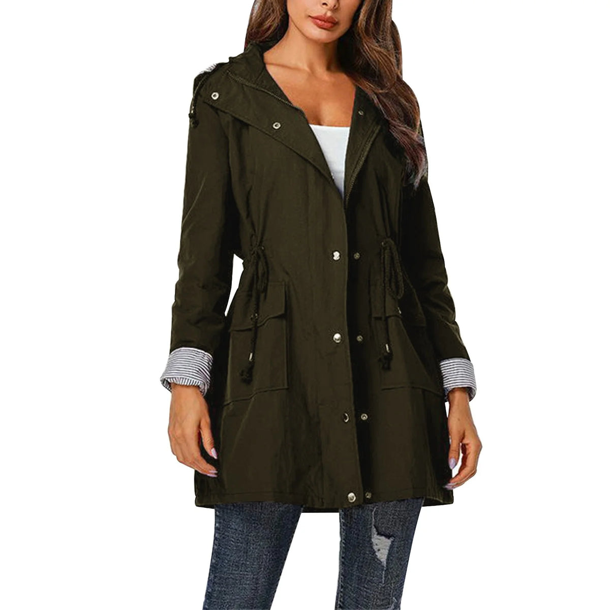 Solid Color Hardshell Jacket Windbreaker Coat E70737
