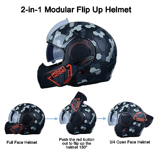 Full Face Motorcycle Helmet with Anti-Fog Dual Visors B732776