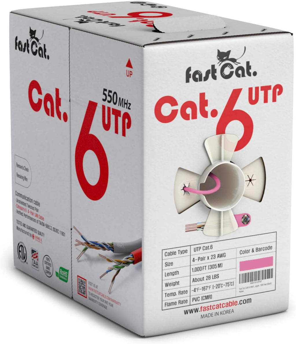 Cat6 Ethernet Cable 1000ft 23 AWG Solid Bare Copper Orange F533