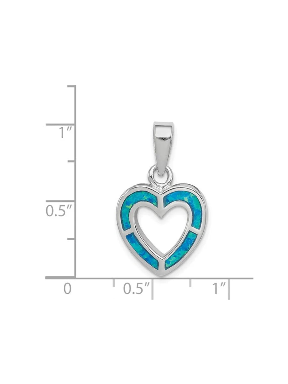 Lab-Created Blue Opal Heart Pendant Necklace in Sterling Silver with Chain P133460