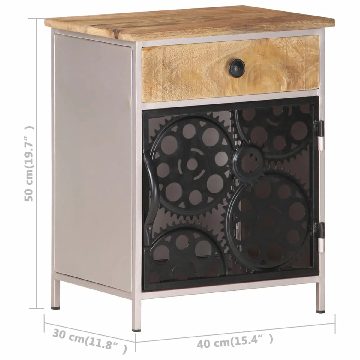 Rough Mango Wood Bedside Cabinet L380