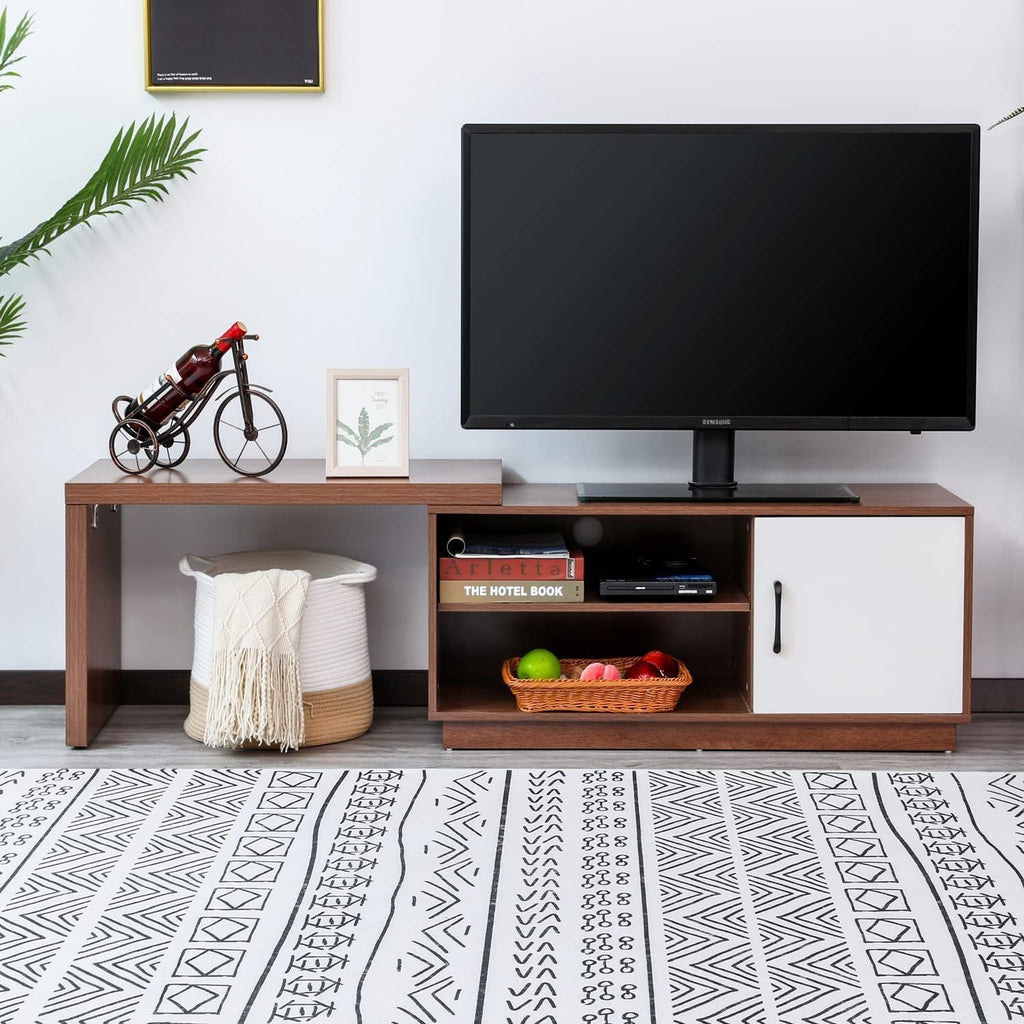 Rustic Brown TV Stand with Storage Cabinets and Open Shelves U157895