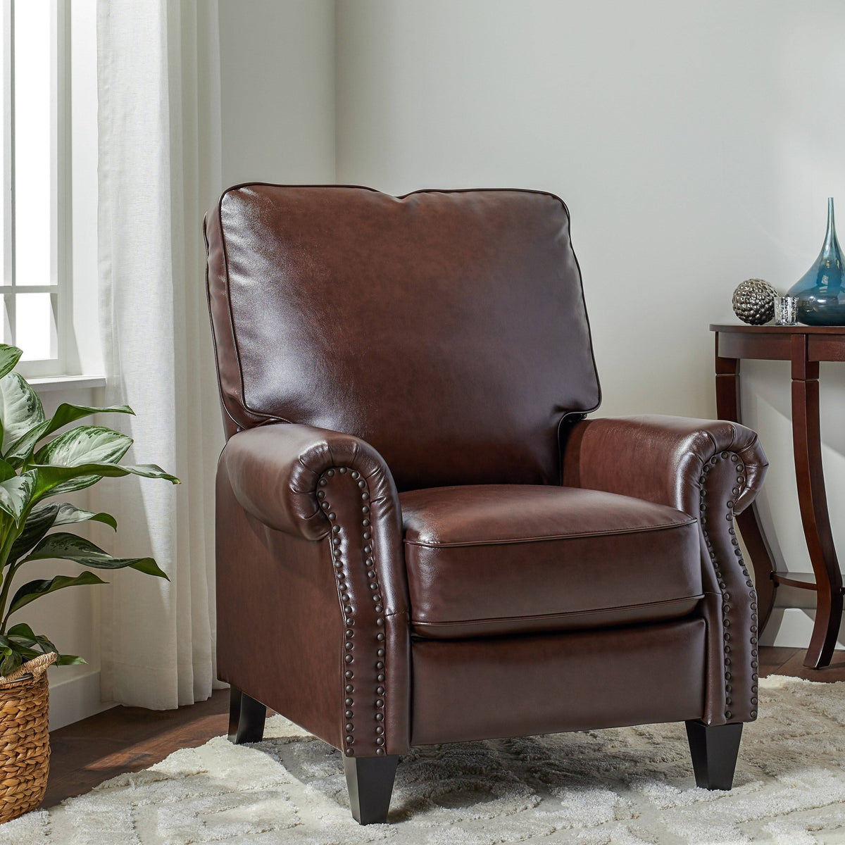 Brown Leather Pushback Recliner E464