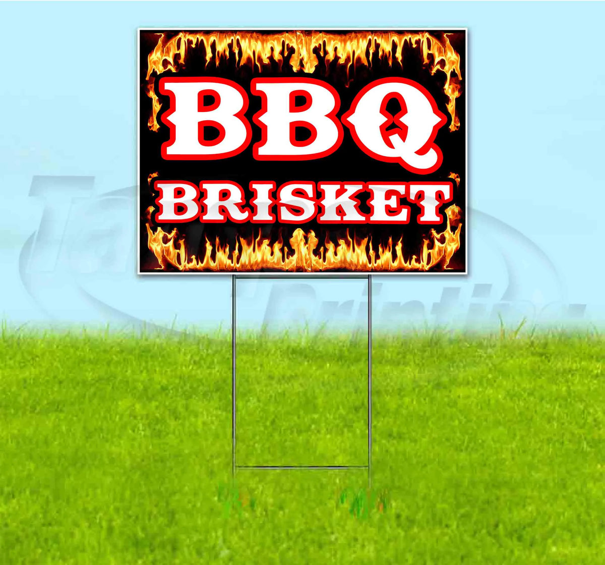 BBQ Brisket 18" x 24" Yard Sign with Metal Step Stake R954