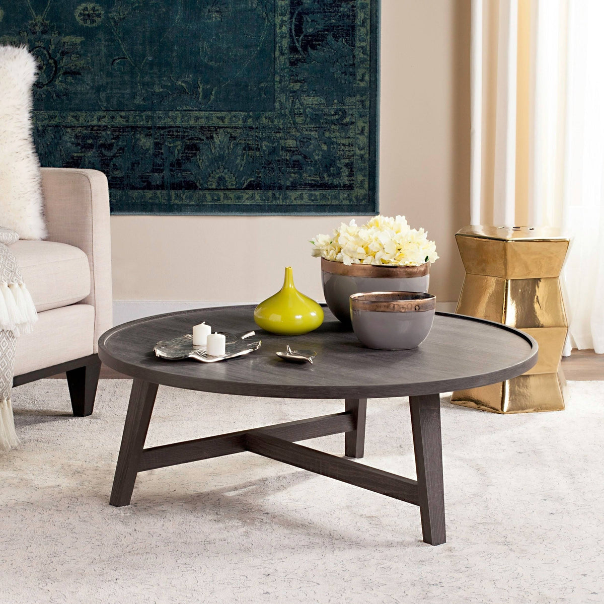 Dark Grey Retro Wood Coffee Table C305026