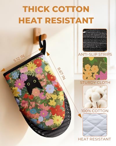 100% Cotton Mini Oven Mitts Set with Silicone Grips U618