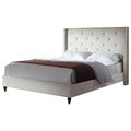 Beige Fabric Upholstered Wingback Platform Bed O953385