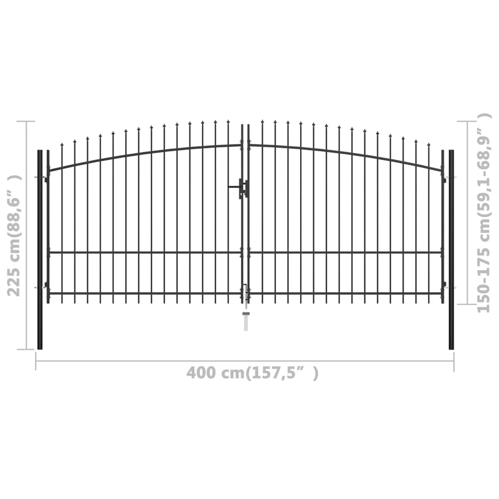 Double Door Fence Gate with Spear 157.5"x88.6" N694