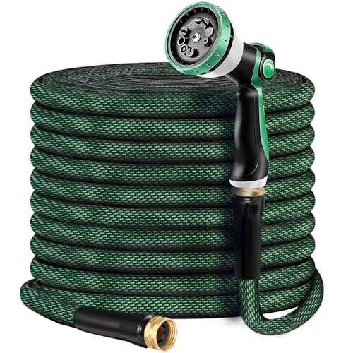 100 ft Flexible Tangle Free Garden Hose with 10 Function Nozzle H176