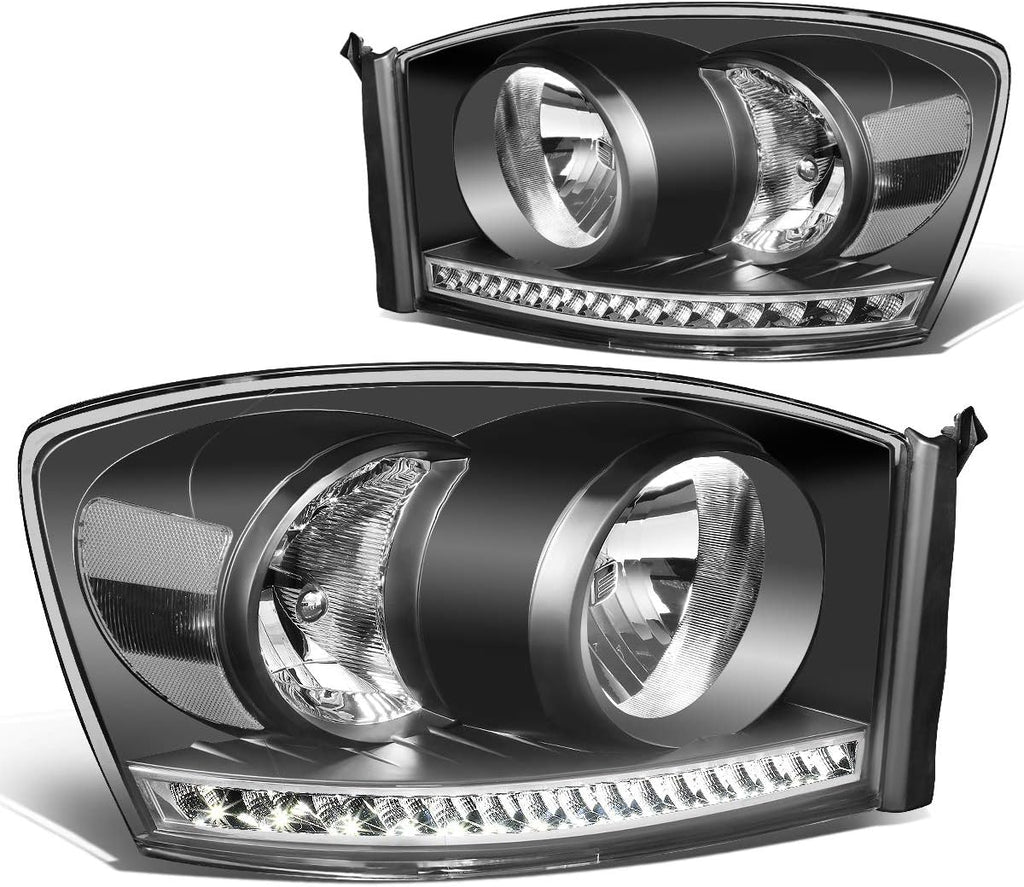 Smoked/Clear Dual LED DRL Sequential Turn Signal Projector Headlights P595