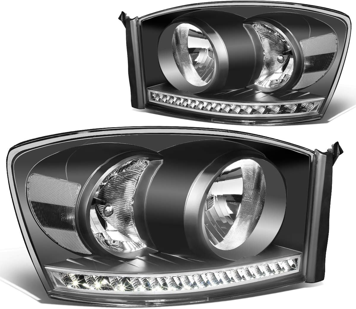 Smoked/Clear Dual LED DRL Sequential Turn Signal Projector Headlights P595