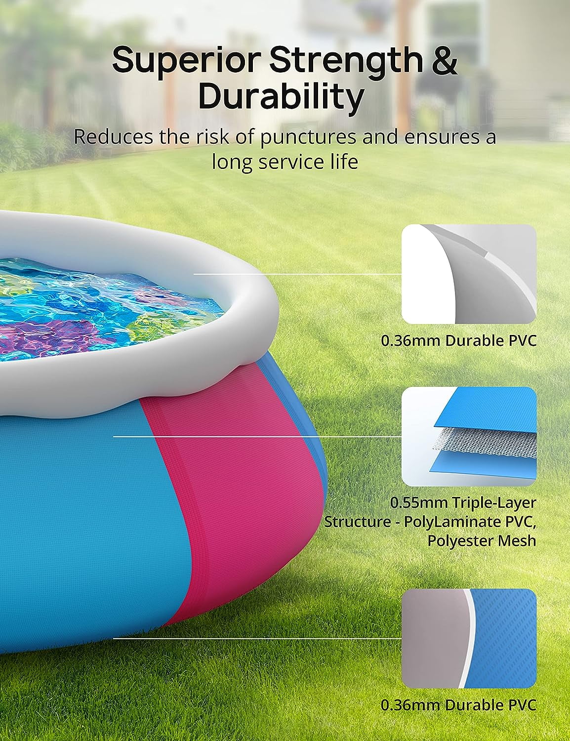10ft × 30in Easy Set Inflatable Swimming Pool with Pool Cover U908171