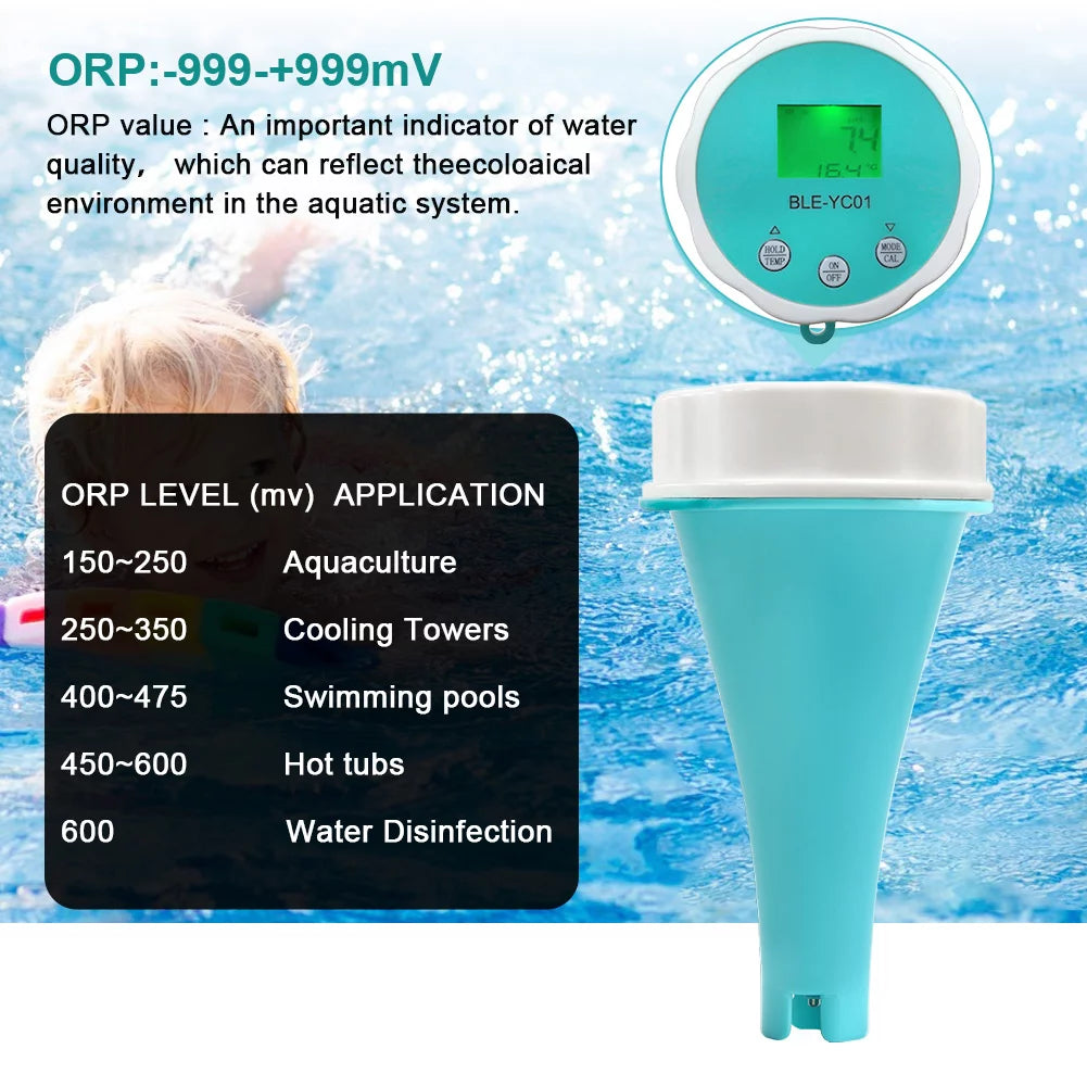 Water Quality Tester 6 in 1 PH EC TDS ORP Temperature Chlorine Detector Z16394