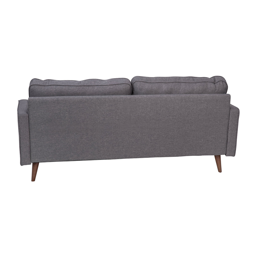 Dark Gray Tufted Faux Linen Sofa with Solid Wood Legs U994