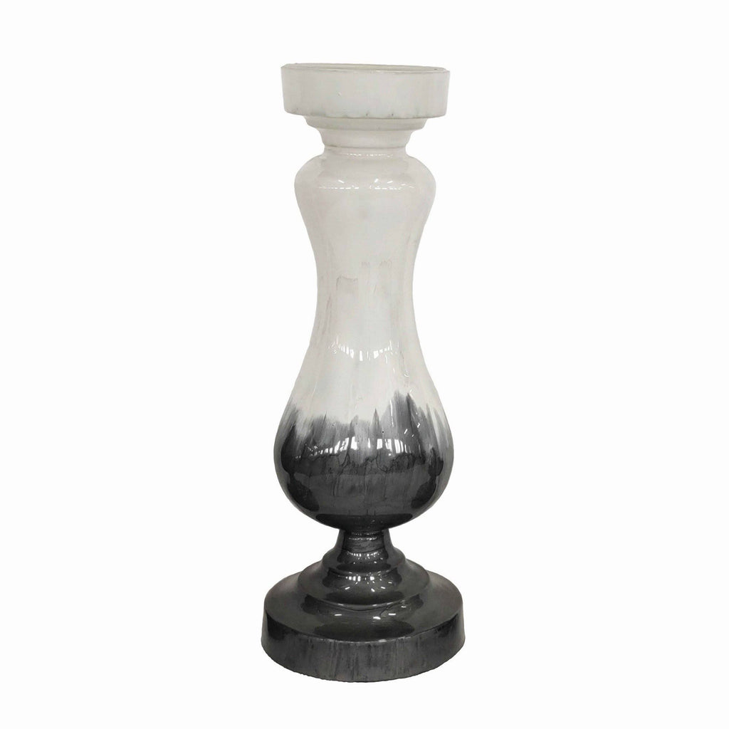 White Glass Candle Holder Set of 2 O625199