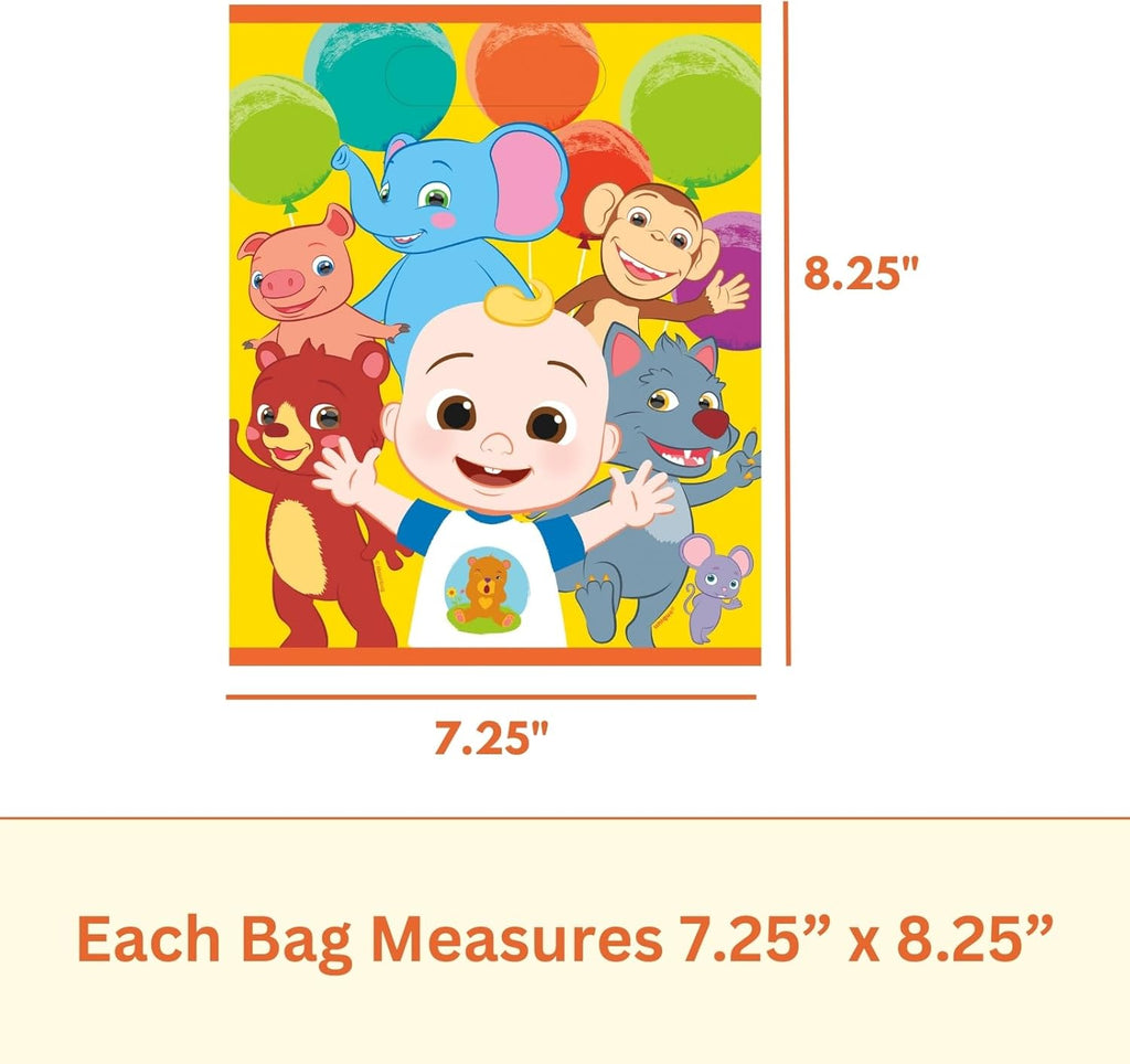 24 Cocomelon Plastic Party Favor Bags W601