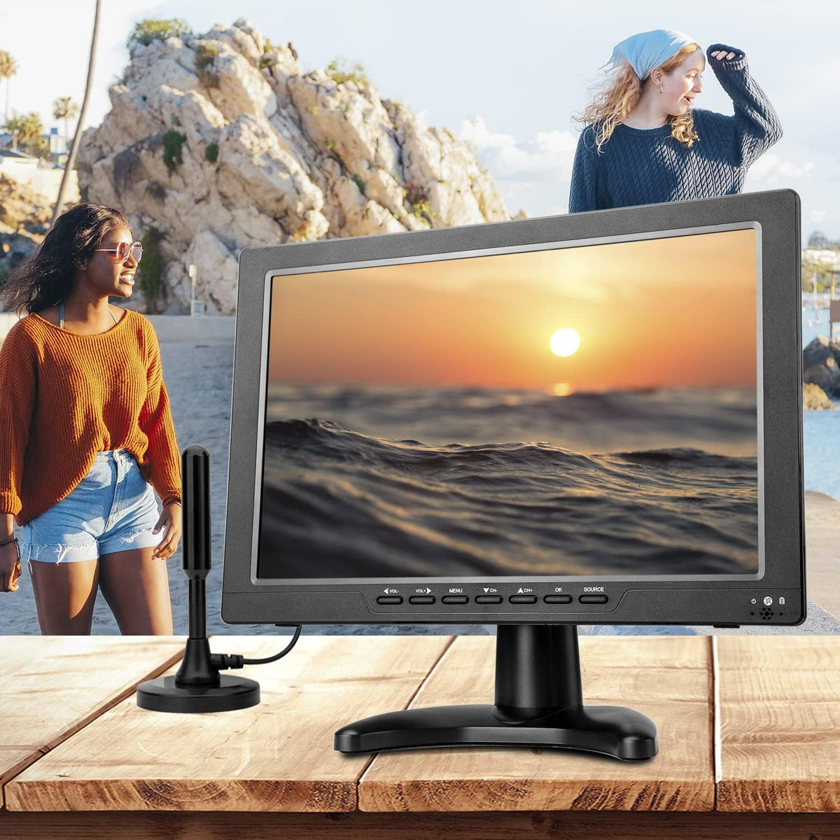 13.3 Inch Portable TV with ATSC Digital TV, Rechargeable Battery, HDMI Input A759764