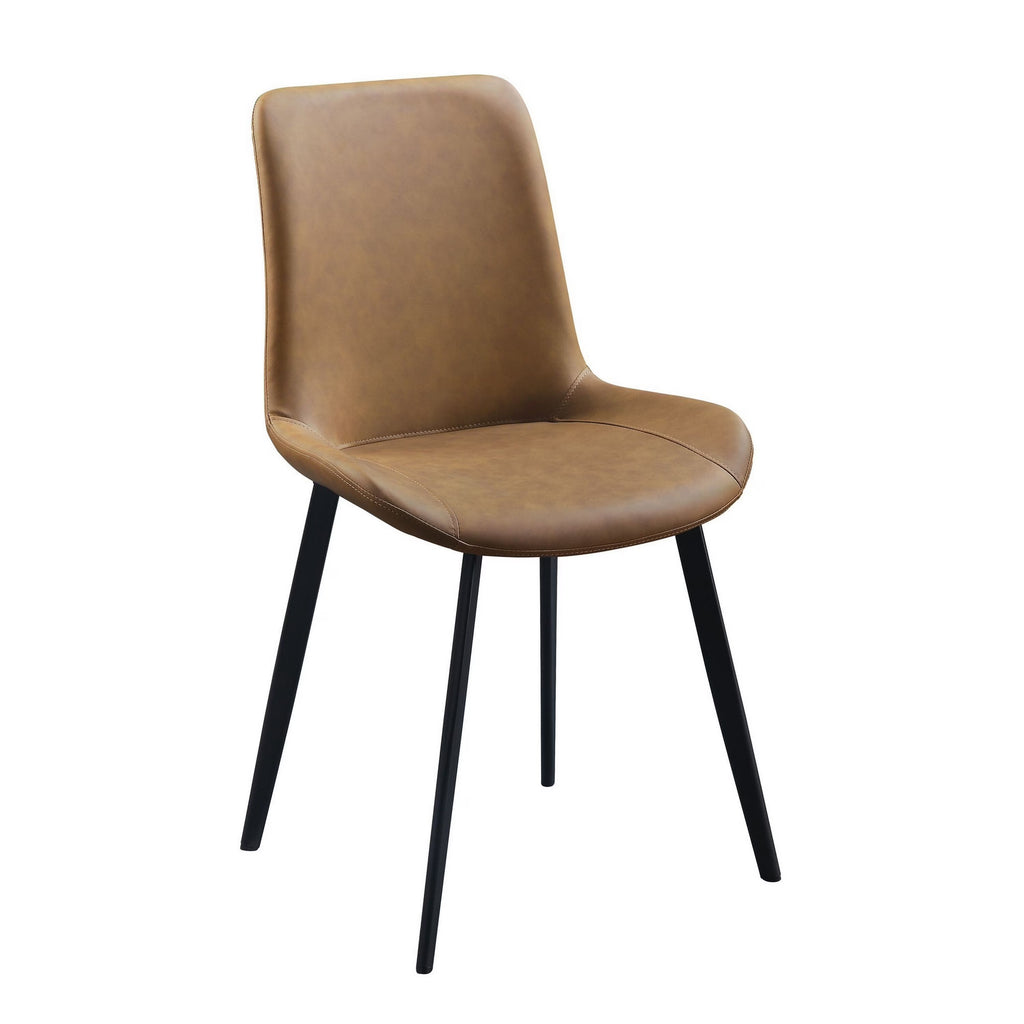 Tan Brown Vegan Leather Dining Chair, Set of 2 I34994