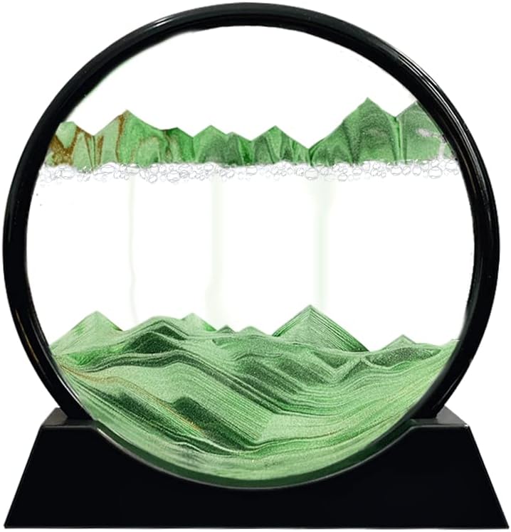 Moving Sand Art Picture Round Glass 3D Deep Sea Sandscape Q3824