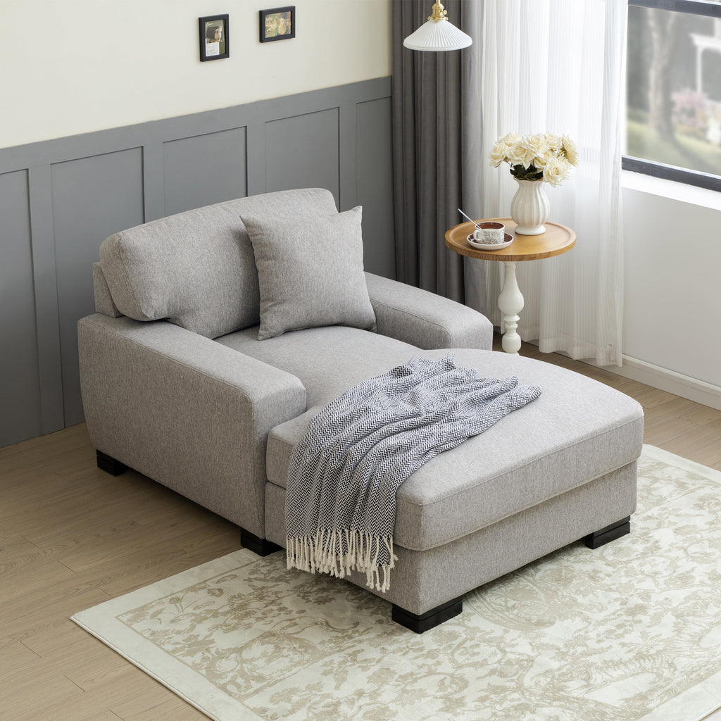 Gray Velvet Oversized Chaise Lounger Sleeper Sofa T207662